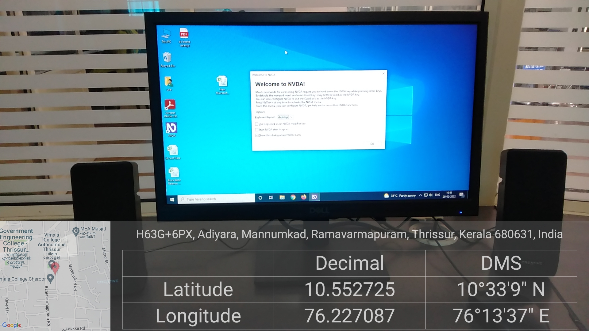 Screenshot of screen-reading software